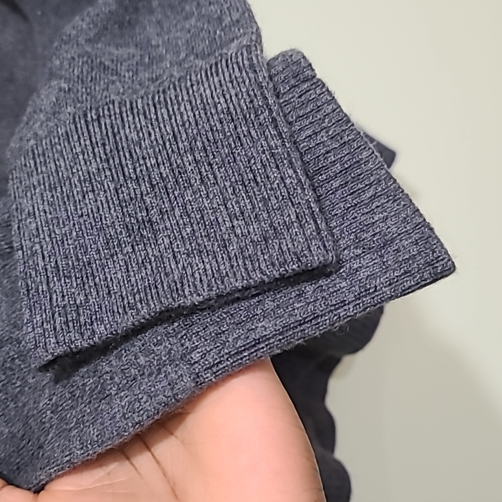 Lady Hathaway Cardigan Sweater Sz L Button-Down 100% Extra Fine Merino Wool Gray - Picture 8 of 10